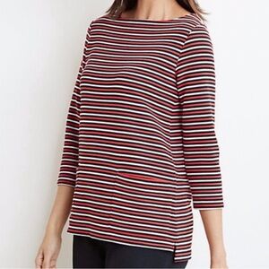 J. Jill ottoman pocket front tee red white and black striped  size small